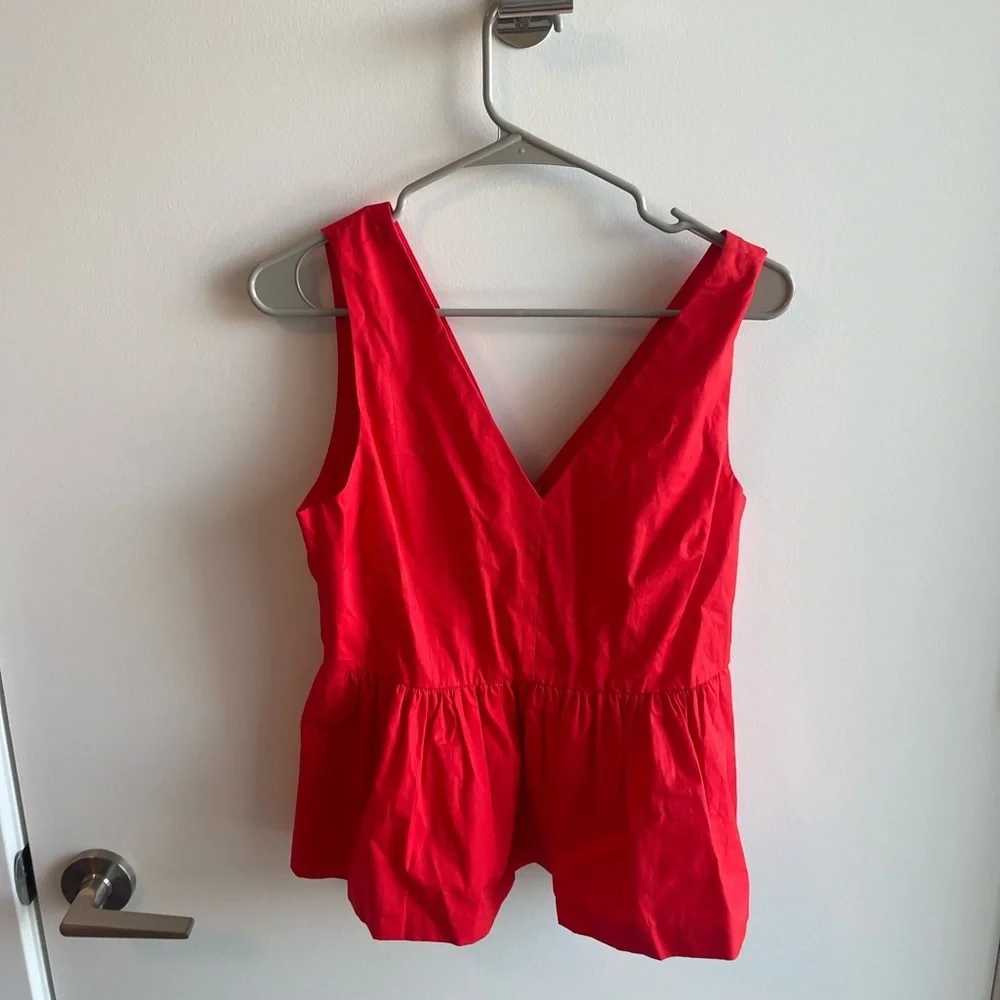 J Crew Red Sleeveless Peplum Top